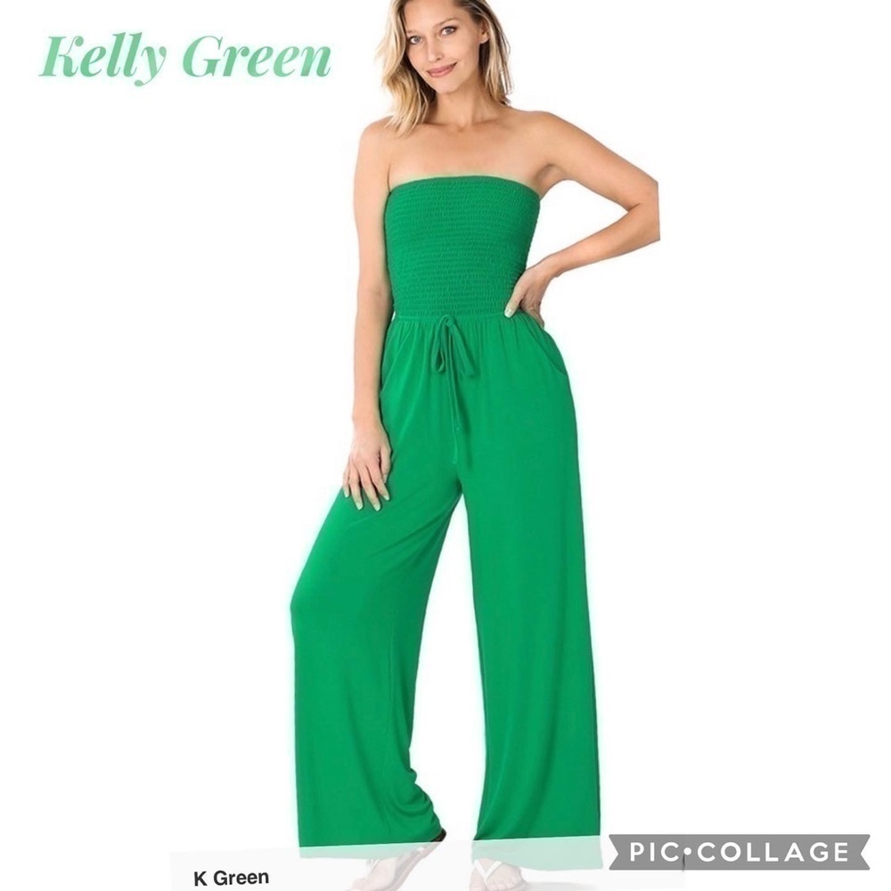 Comfy in the ☀️! Kelly Green Strapless Jumper